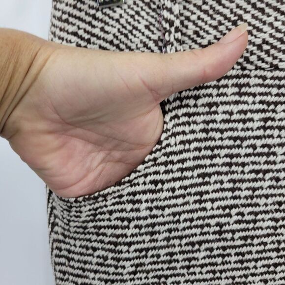 Womens Skirt Tweed Tiered Fringed Tea Length Pockets Boho Country Brown S - Picture 4 of 9